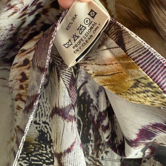 size 1 (fits‎ M 8/10) PAUW Amsterdam feather print blouse silk top tie front - Picture 10 of 11